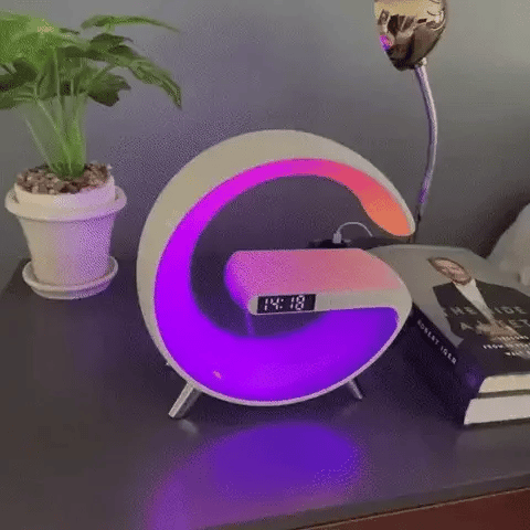 Multifunctional Bluetooth Speaker With Radiant Wireless Charger and Clock