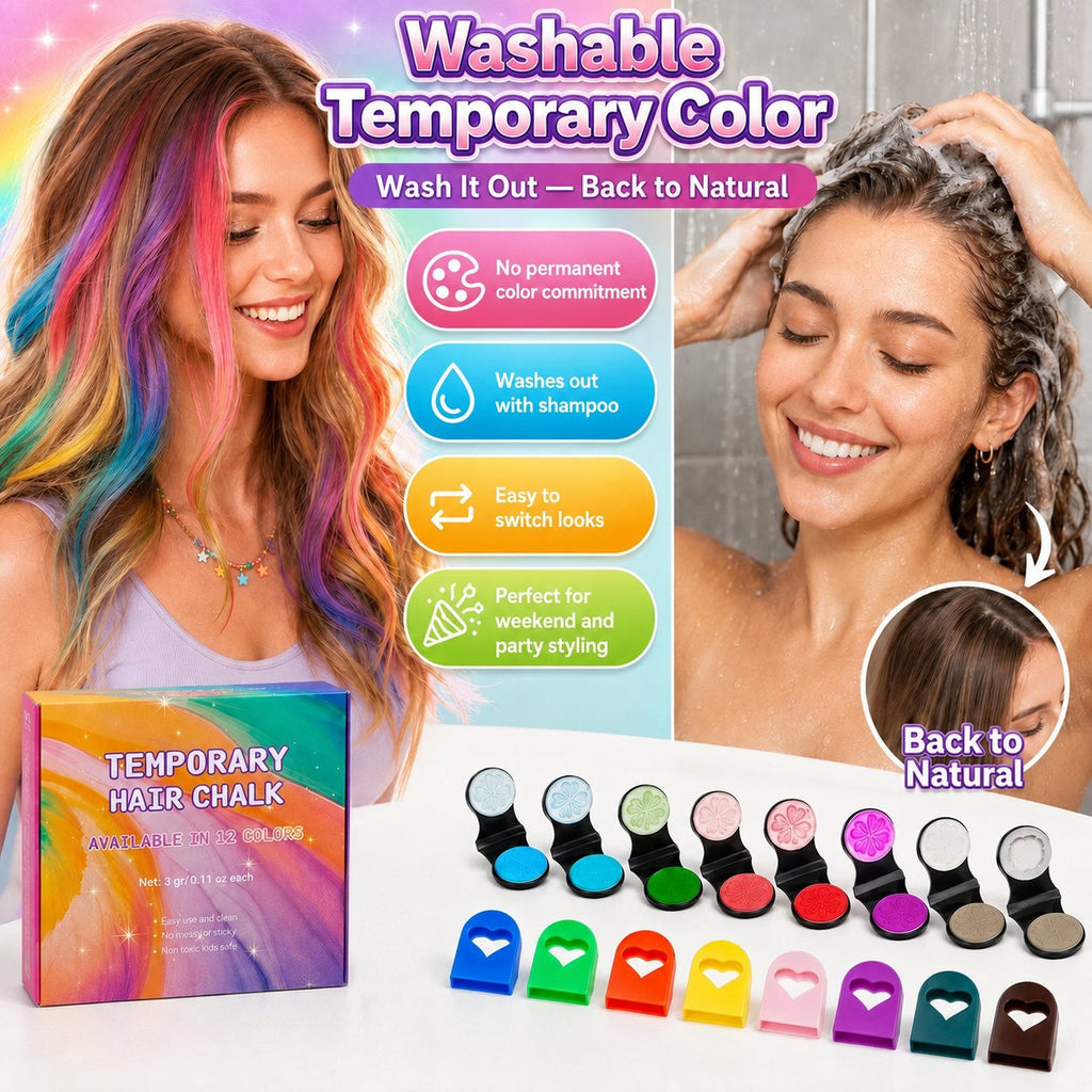 ColorRush – 12-Color Temporary Hair Chalk Applicator Set