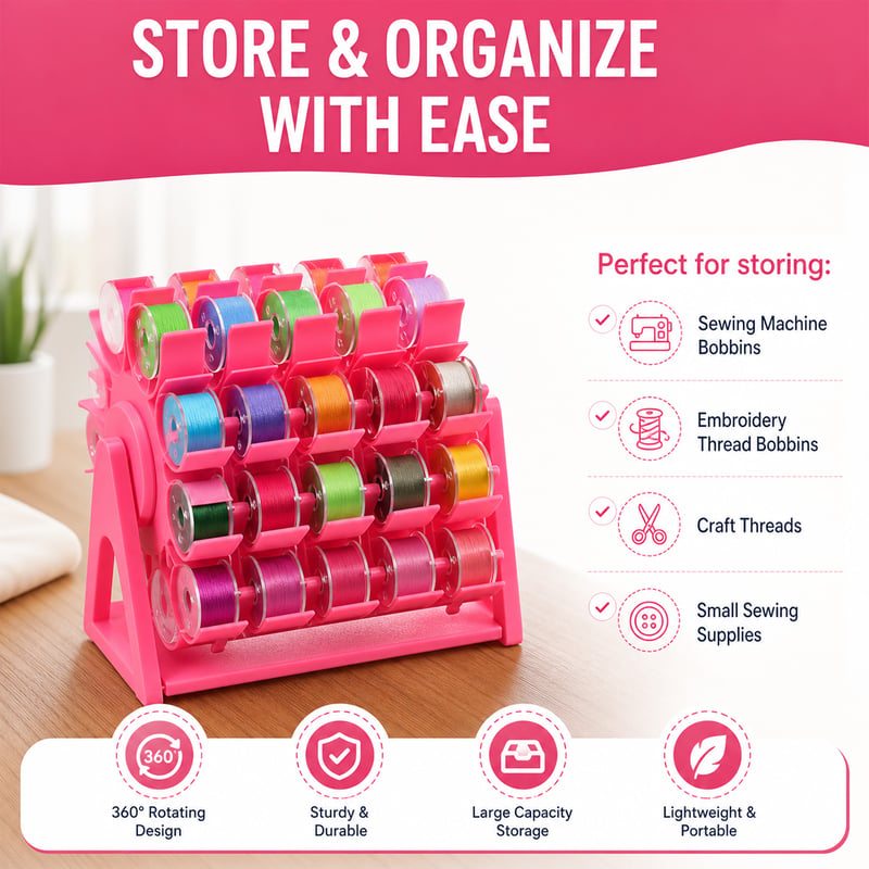 ThreadEase – Rotating Bobbin Thread Organizer