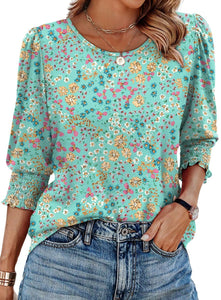 StyleBreeze – Elegant Relaxed Fit 3/4 Sleeve Top