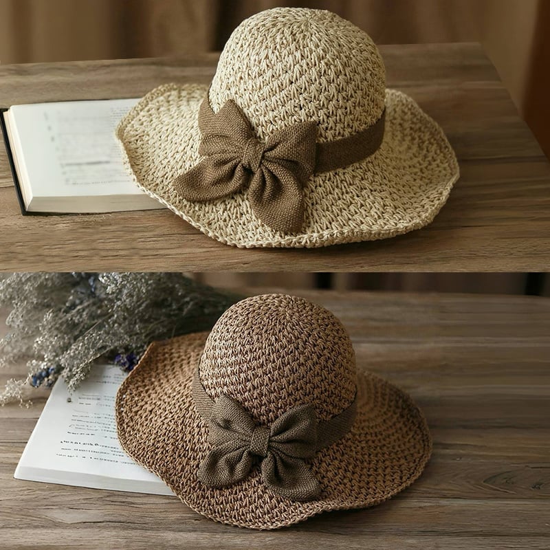 🔥Hot Sale 49% OFF✨Straw Hat with Retro Bow – Foldable & Breathable for Summer