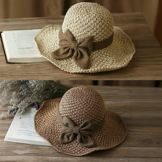 🔥Hot Sale 49% OFF✨Straw Hat with Retro Bow – Foldable & Breathable for Summer
