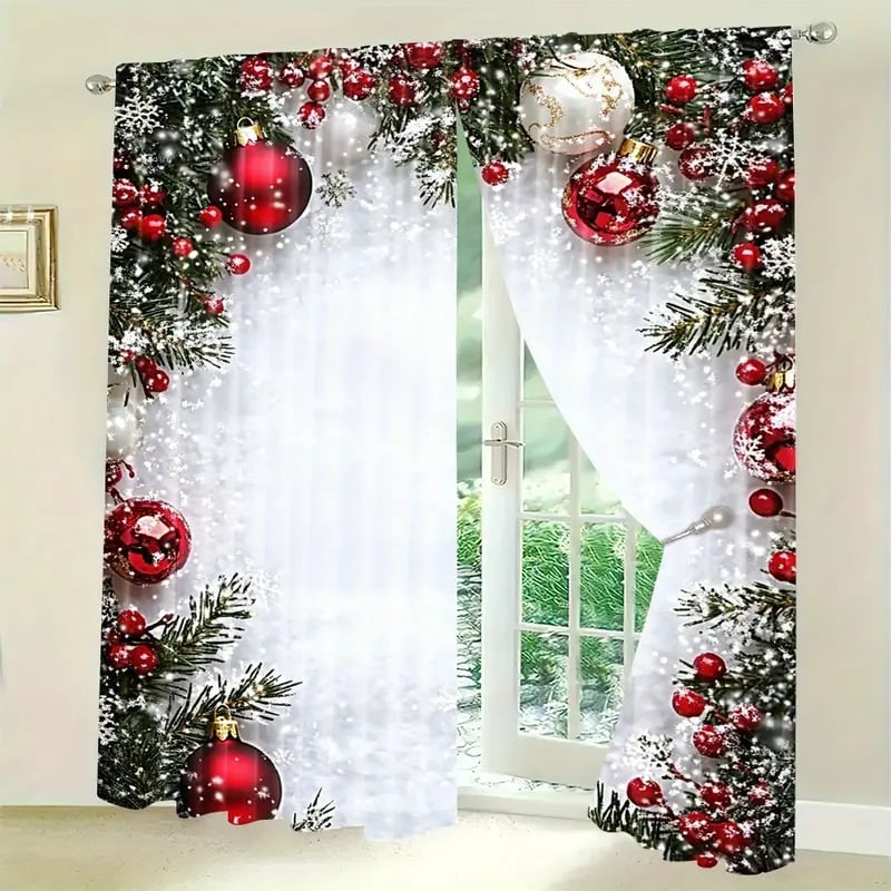 FestiveGleam - Christmas Ball Holiday Curtains