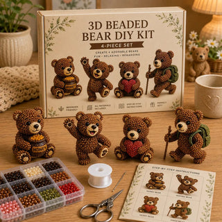 BearCraft - 3D Beaded Bear DIY Kit (4-Piece Handmade Set)