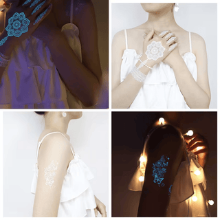 🔥Waterproof Blue Luminous Butterfly Tattoo Stickers - Temporary Body Art for Music Festivals & Parties