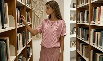 Round Neck Short Sleeve Blouse
