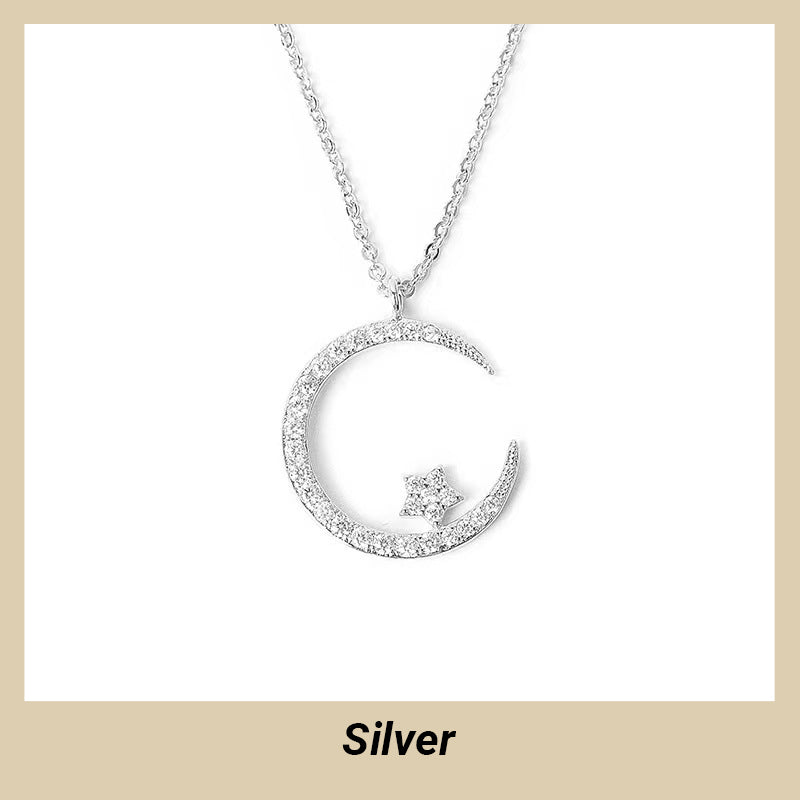 LunaGlow – Bright Night Moon & Star Necklace