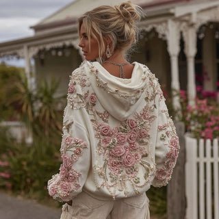 RosePearl - Vintage Embroidered Hoodie