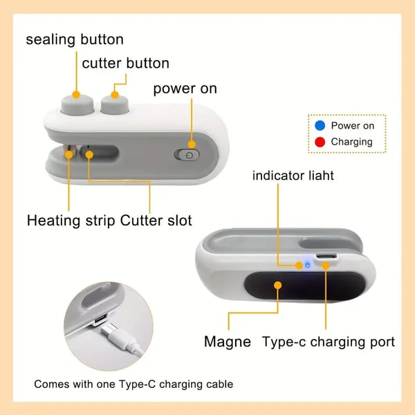 SealMate – Mini Bag Sealer with Cutter & Magnet