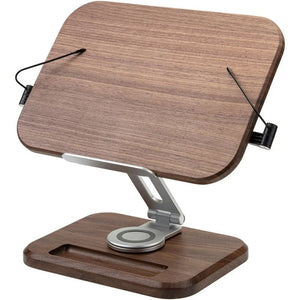 RotateLift™ Black Walnut Aluminum Alloy Book and Laptop Stand marnetic