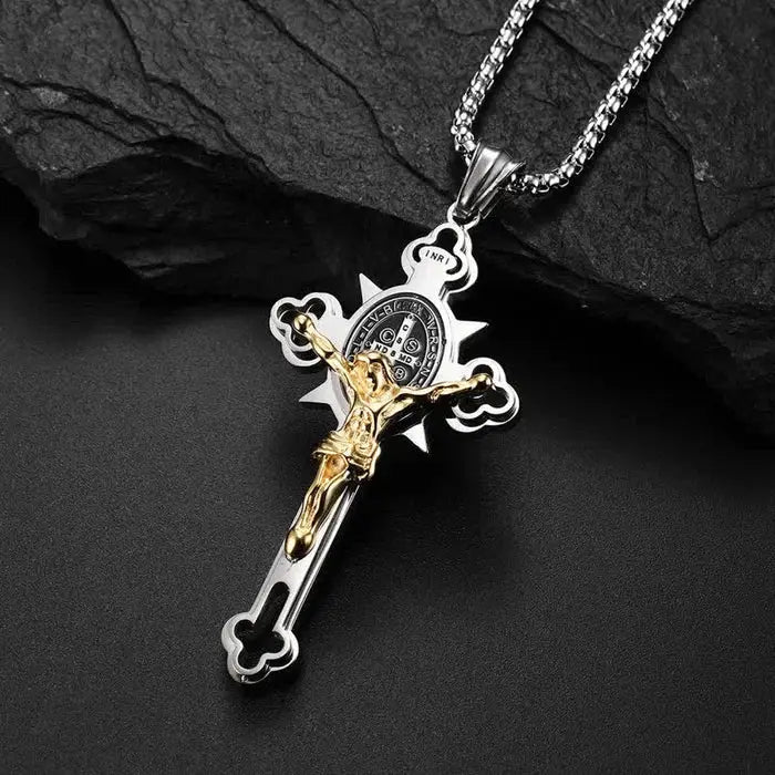 🙏ST.Benedict Protection Cross Power Pendant Necklace Marnetic