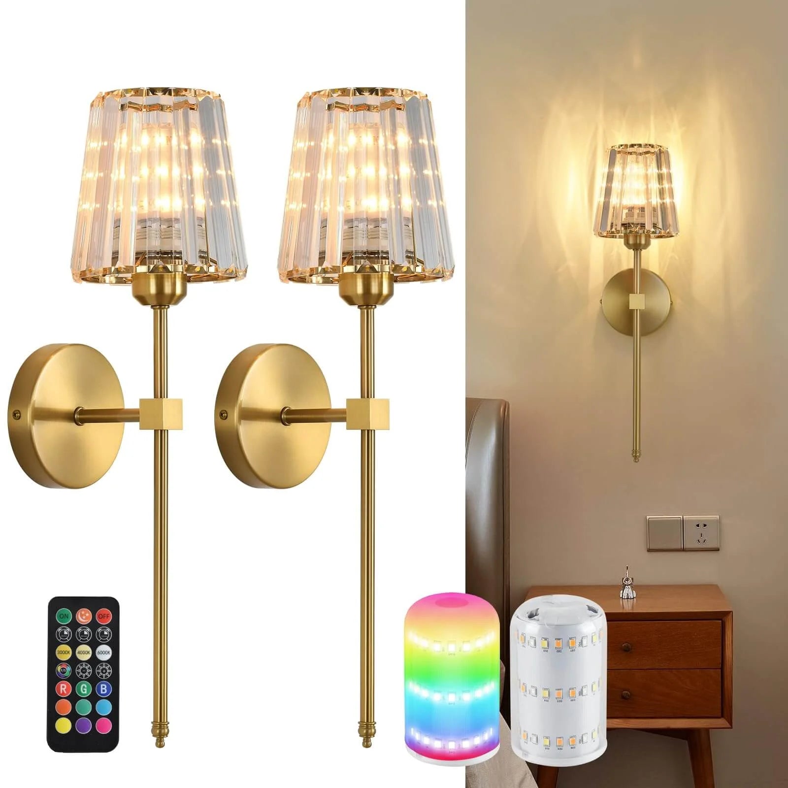 LumiGlow – Wireless Crystal Wall Sconce (2 Packs)