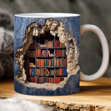 Wall-Incorporated 3D Bookshelves Mug