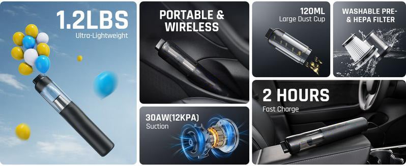 CleanDrive – Slim Cordless Car Vacuum