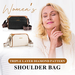 LuxeWeave – Fashion Diamond Pattern 3-Layer Crossbody Bag