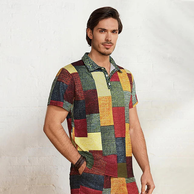 PlaidFlex – Vintage Waffle Polo Shirt