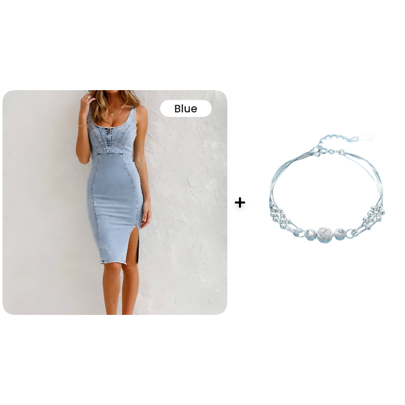 ChicCurve – Elegant Slim Fit Denim Dress