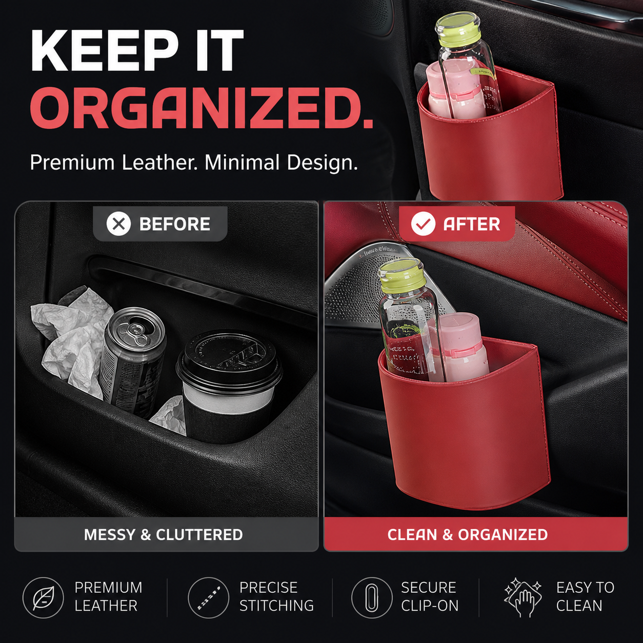 CabinCaddy – Compact PU Leather Car Storage Organizer