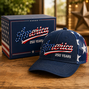 🔥 Father’s Day Sale - ❤️ 🇺🇸 America 250 Years Patriotic Embroidered Mesh Trucker Cap