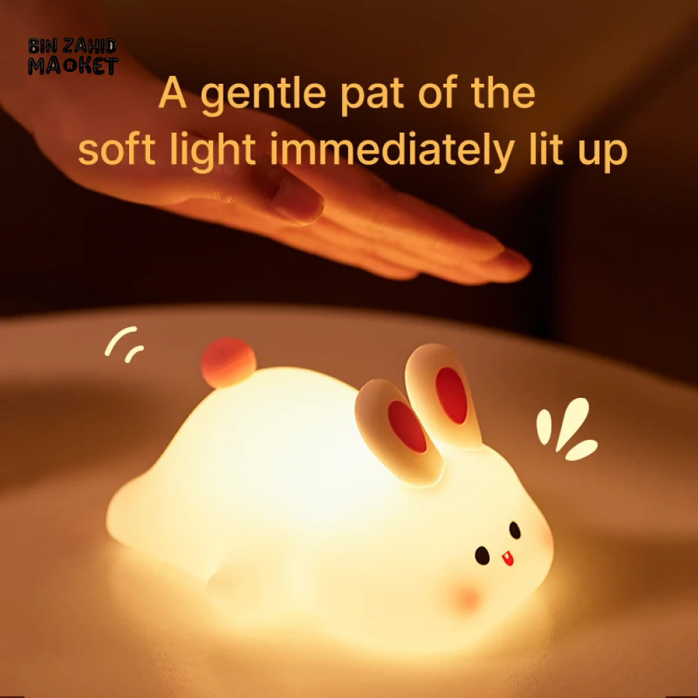 CUTE SILICONE LED NIGHT LIGHT USB RECHARGEABLE TOUCH CONTROL - RABBIT