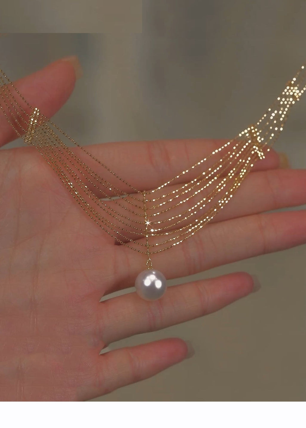 TwinkleTassel – Luxe Gold Pearl Necklace