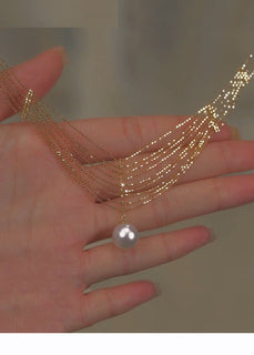 TwinkleTassel – Luxe Gold Pearl Necklace