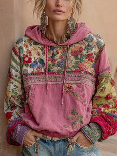 FloraWander – Bohemian Floral Hoodie