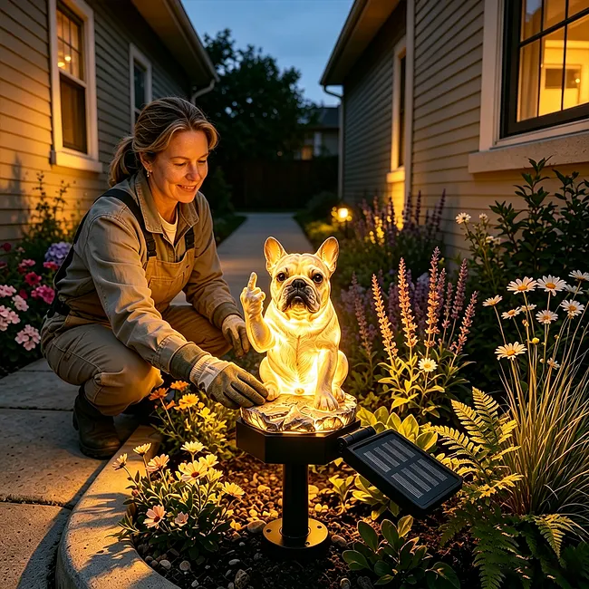 FrenchGlow – Solar French Bulldog Garden Statue