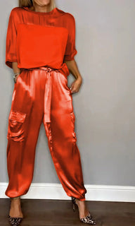LuxeSilk – Half-Sleeve Satin Set