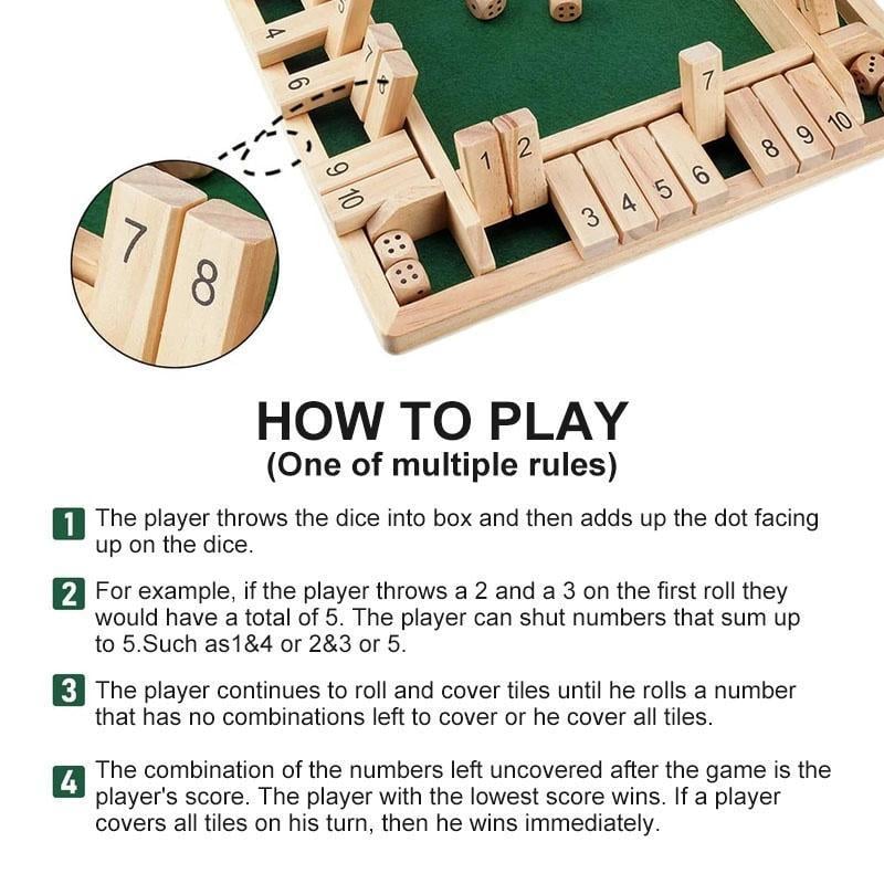 RollFusion - Wooden Shut the Box Game for Smart Fun