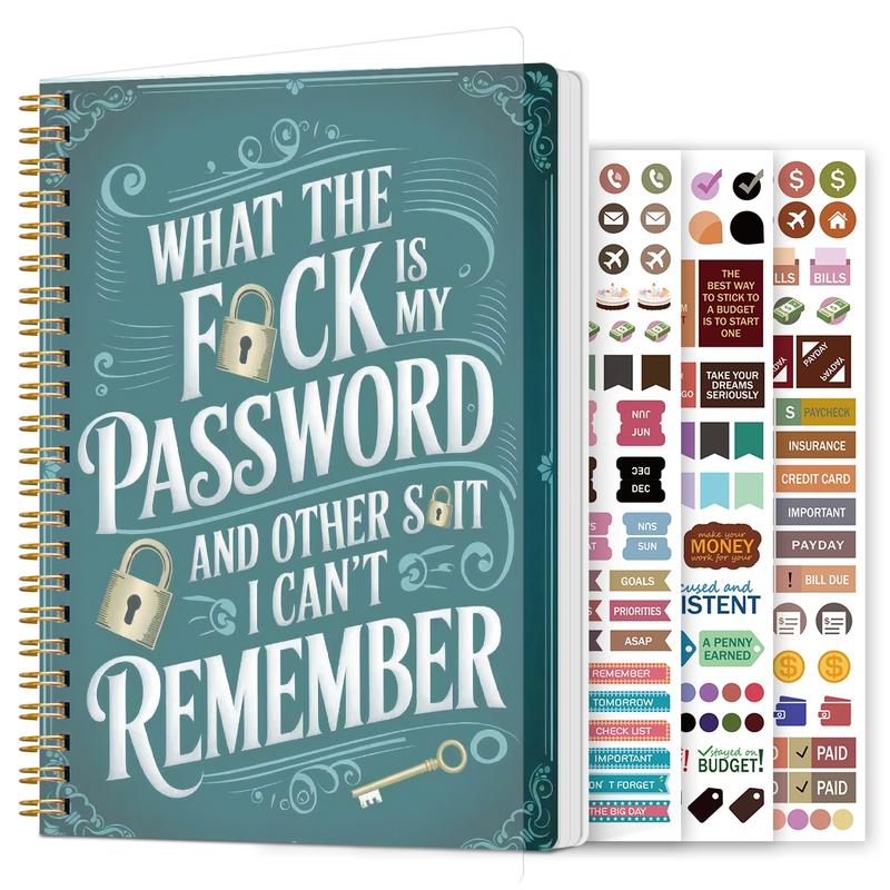 🔥Last Day 50% OFF - 📅Funny Password Notebook - Spiral Bound with Lock Icons & Funny Security Phrases✍️