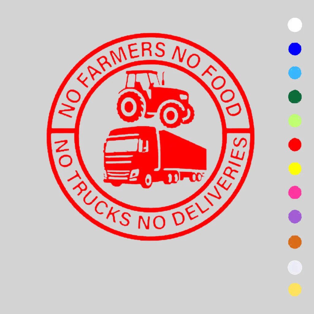 🎅Christmas Sale 49% Off💕🔥No Farmers No Food No Trucks No Deliveries Vinyl Sticker – 140mm Decal