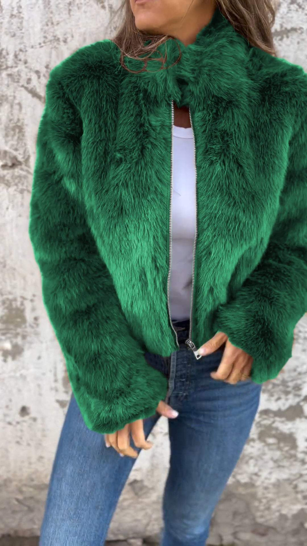 FurEase – Women’s High Collar Fur Casual Jacket