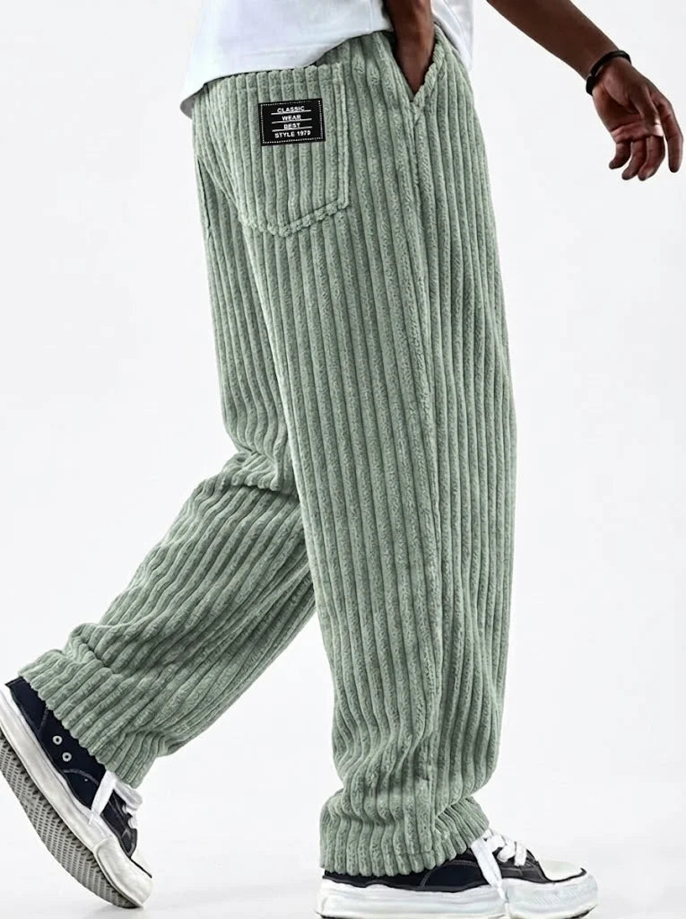 ClassicWeave – Comfortable Wide Striped Corduroy Pants