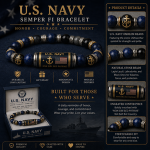 HonorGuard – Premium Navy Tribute Beaded Bracelet