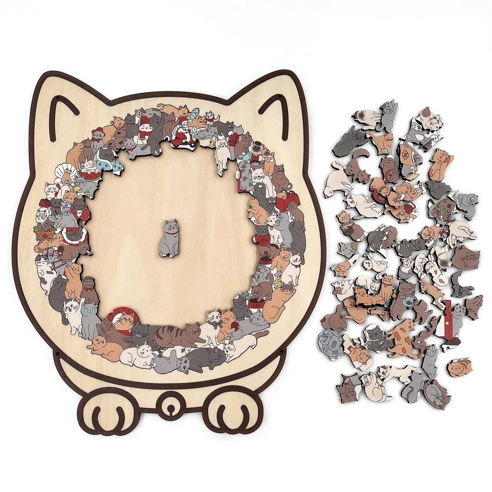 WhiskerWonder - Morandi Cat Puzzle for Mindful Fun