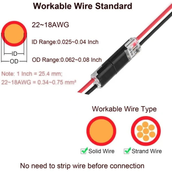 SnapConnect – Compact 2 Pin Plug for 18–22 AWG Cable