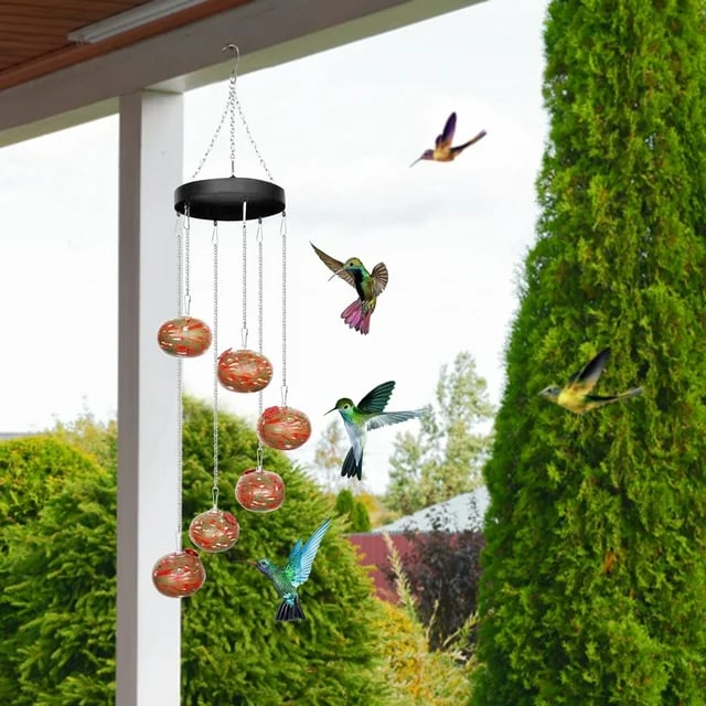 BreezeNest - Glass Wind Chime Feeder for Hummingbirds