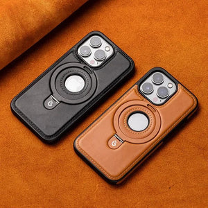 Super Luxury Invisible Stand iPhone Leather Case marnetic