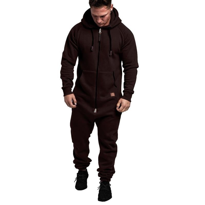 Men's hooded fleece lined jumpsuit