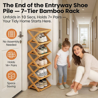 The 9-Tier No-Assembly Bamboo Rack !🌿👟