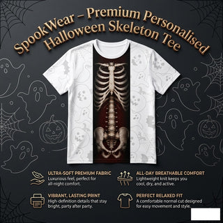 SpookWear – Premium Personalised Halloween Skeleton Tee