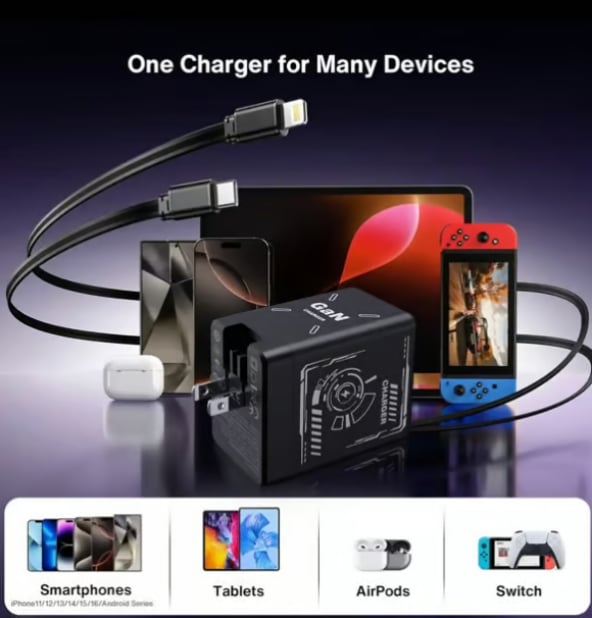 PowerReel - 2-in-1 Retractable Fast Charger