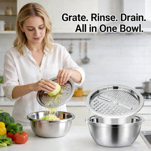 GrateNWash - Multi-Function Steel Prep Bowl