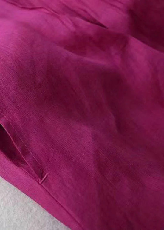 RoseBelle – V Neck Patchwork Linen Summer Dress