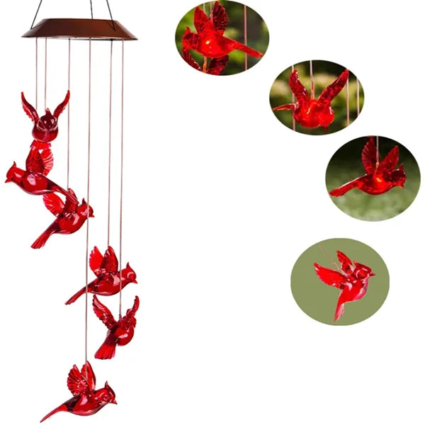 Sunlit Cardinal Bird Wind Chime