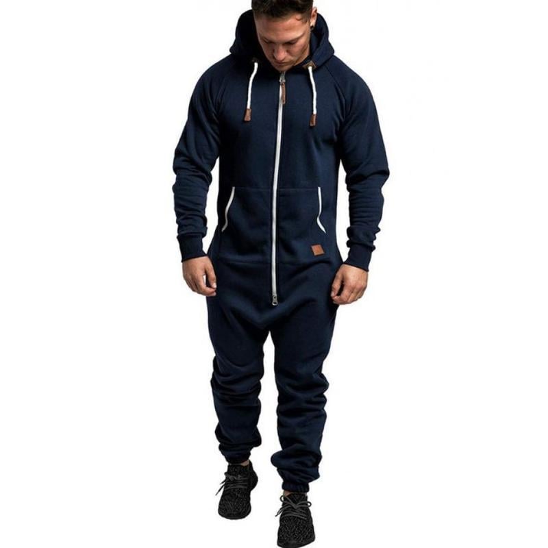Men's hooded fleece lined jumpsuit