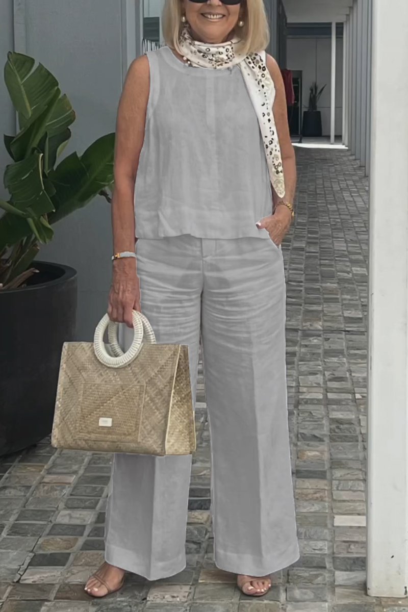 AirLuxe – Sleeveless Cotton Linen Set for All-Day Comfort
