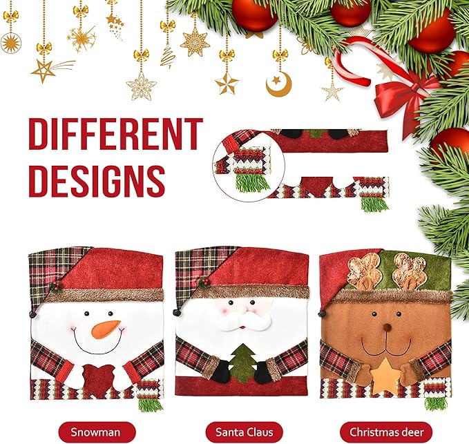 Merry Dining Chair Wraps - Cute Christmas Seat Covers