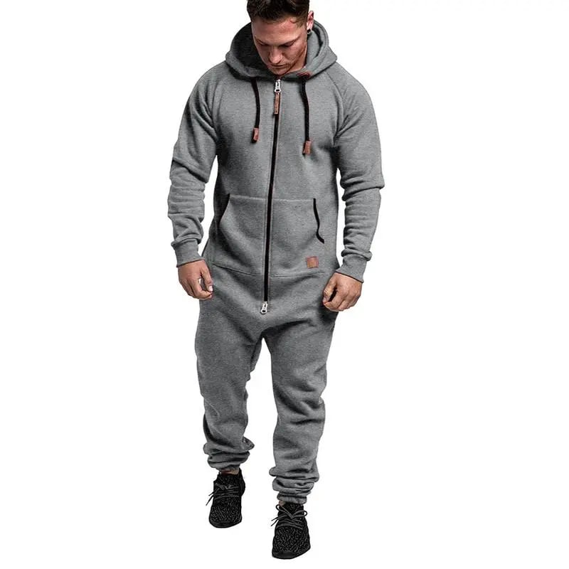 Men's hooded fleece lined jumpsuit